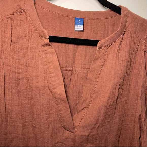 Old Navy Women’s Brown Long Sleeve Gauze Tunic Mini Dress Size S 100% Cotton - Picture 5 of 12